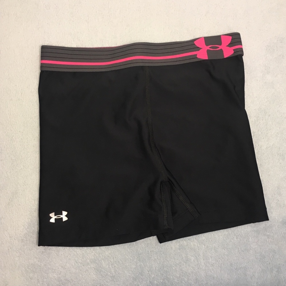 Pink Striped Under Armour 3” Spandex [Size S]